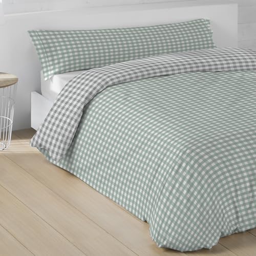 LEBENGOOD Juego de Funda Nórdica 50% Algodón para Cama 90x190/200 con 1 Funda Almohada y 1 Funda de Edredón Colcha Sábana. Juego de Ropa Cama (F.Vic Verde 90)