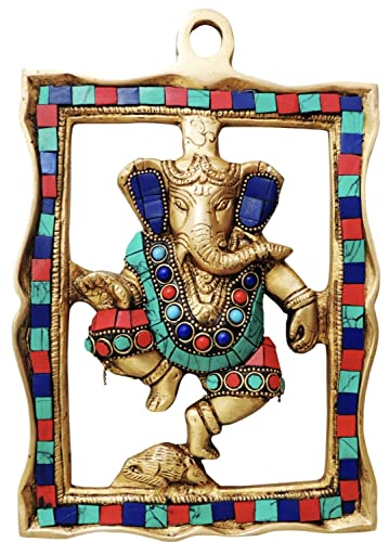 Idée cadeau crémaillère : décoration murale Ganesh laiton et pierre d'Asie
