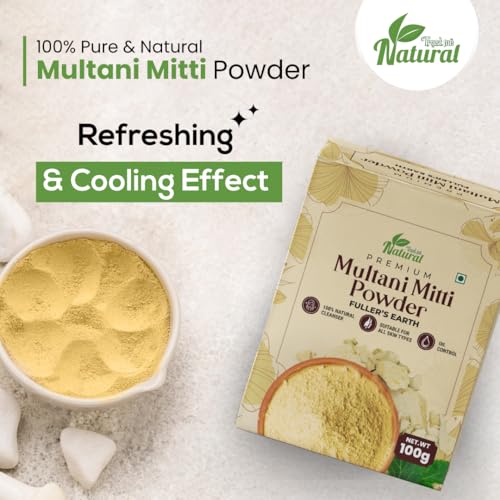Image of Multani Mitti Powder 100g | 100% Pure & Natural Fuller�s Earth | Skin Brightening, Oil Control, Acne & Pimples Care | Natural Face Pack & Hair Pack for Healthy Skin & Hair