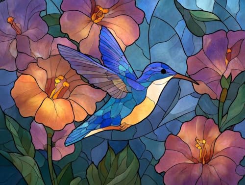 大人のための数字油絵キット DIY カラフルハチドリ 油絵セット 50x70cm アクリル絵の具 筆 ブラシ/フレームレス癒し ストレス解消 趣味 プレゼント- 集中力とリラックス効果、インテリアとして、贈り物に最適、脳トレにも、デコレーション、簡単、人気