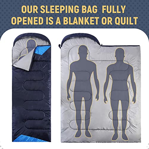 Sleeping Bags for Adults Cold Weather - 20 Degree Big&Tall Size Backpacking Lightweight Waterproof for Girls Boys Mens Teen Women for Camping Hiking Outdoor Travel Hunting with Compression Bags - Image 6