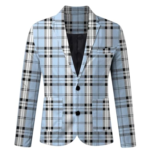Blazer da uomo in tartan scozzese, slim fit, leggera, a