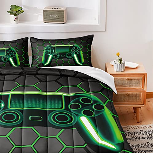 Bducok Gamer Comforter For Boys Teen, Geometric Honeycomb Gaming Bedding Sets Down Alternative Comforter For All Season Gamer Home Decor For Comforter Set Full Size，1 Comforter With 2 Pillowcase #TOP2