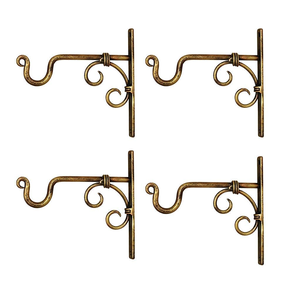 Metal Wall Hanging Plant Hook for Planters Lanterns Bird Feeders Wind Chimes Hanging Baskets Ornaments String Lights Indoor Outdoor Balcony Set of 4 (Gold Elephant 4)-image-6