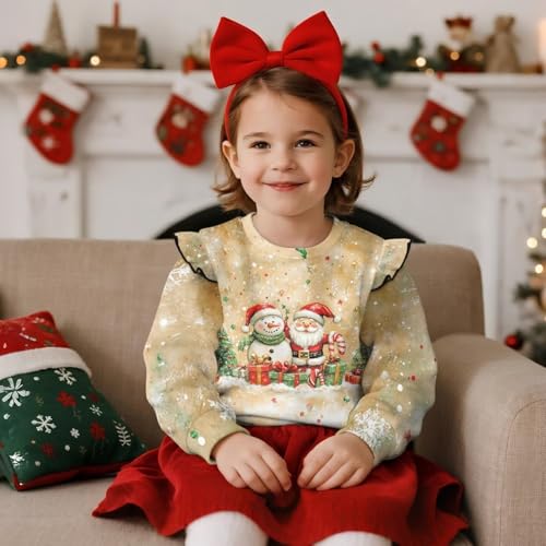 Long Sleeve Shirts for Girls Cute Graphic Fall Tops Ruffle Sweatshirts Toddler Shirts Age 12M-8 Years3