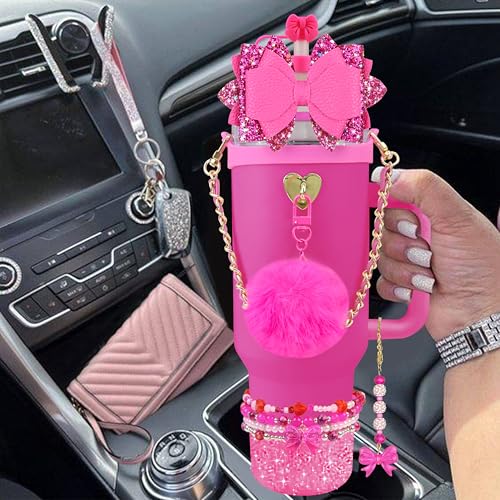 Hpebl 11PCS Bow Accessories for Stanley Cup Tumbler 30 40oz,Fuchsia - image 5