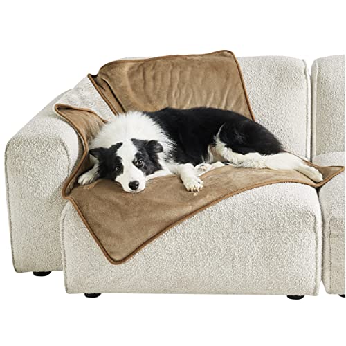 Lesure Couverture Imperméable pour Ghiens Grande Taille - 100x120cm Couverture pour Chiens Lavable, Protection de Canapé pour Chiens en Polaire Sherpa, Chameau