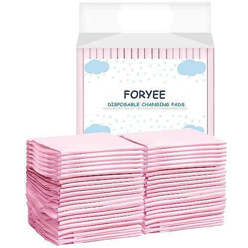 Image of FORYEE Disposable Underpads 17 x 24 Inches (50 Pack) Incontinence Bed Pads Heavy Absorbent Soft Non-Woven Fabric Breathable - Pink