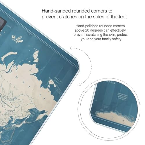 Báscula digital de baño con mapa azul y vidrio templado miniatura 4