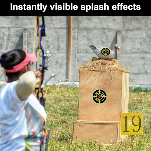 3 Inch Splatter Shooting Targets - 200 Pcs/Roll Self-Adhesive Reactive Stickers, Ideal for Shooting Range Practice & Archery Bow Training
