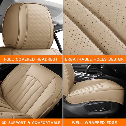 Image of MINGBRON Car Seat Covers,Car Seat Protector Waterproof,Seat Covers Front, Car Seat Protectors,Automotive Seat Covers Fit for Most Cars Beige