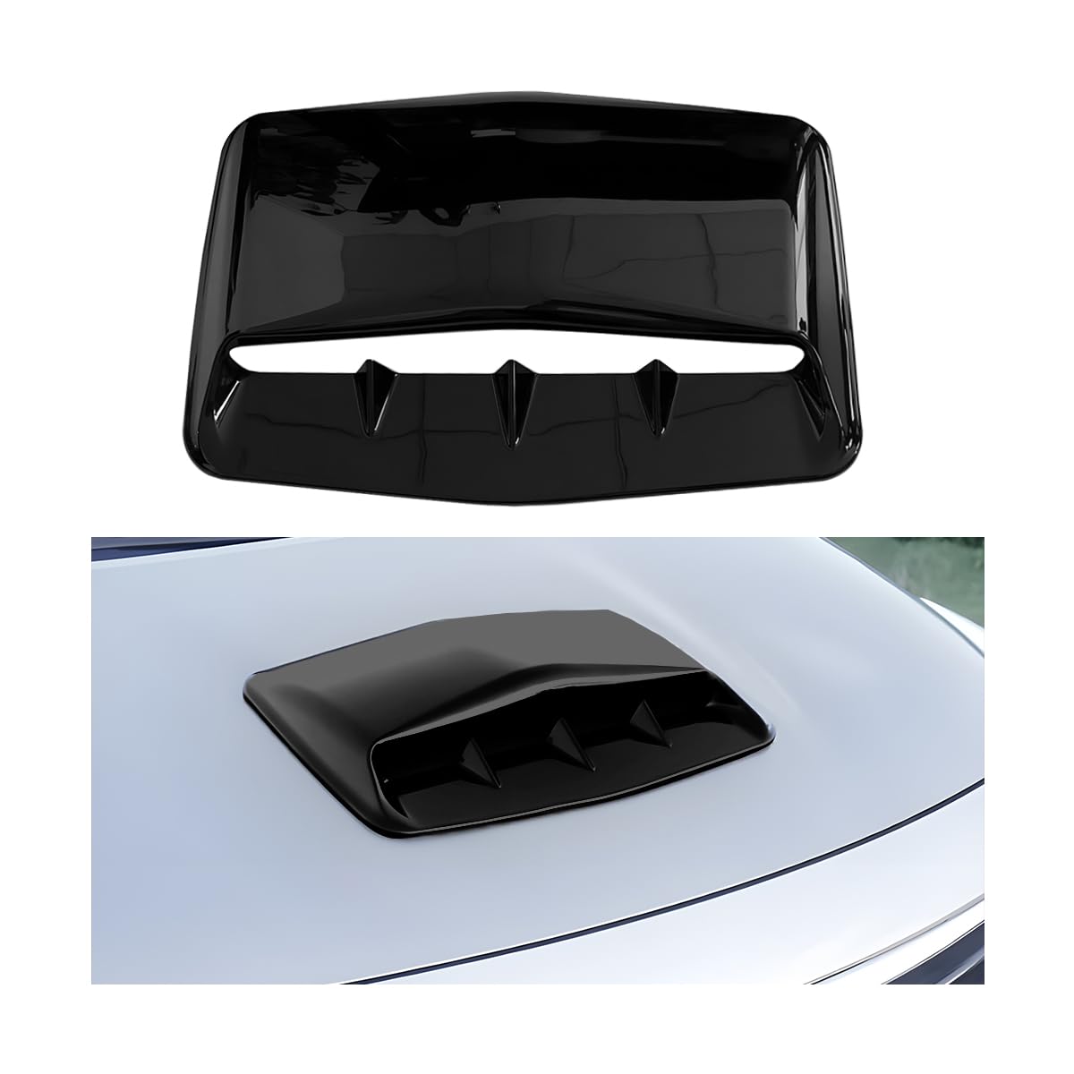 Car Hood Vents, Vehicle Scoop Turbo Bonnet Hood Air Flow Intake Cover, Automotive Exterior Decorative Engine Cooling Intake Vent Trim Accessories, Universal for SUV RV Truck (Black)