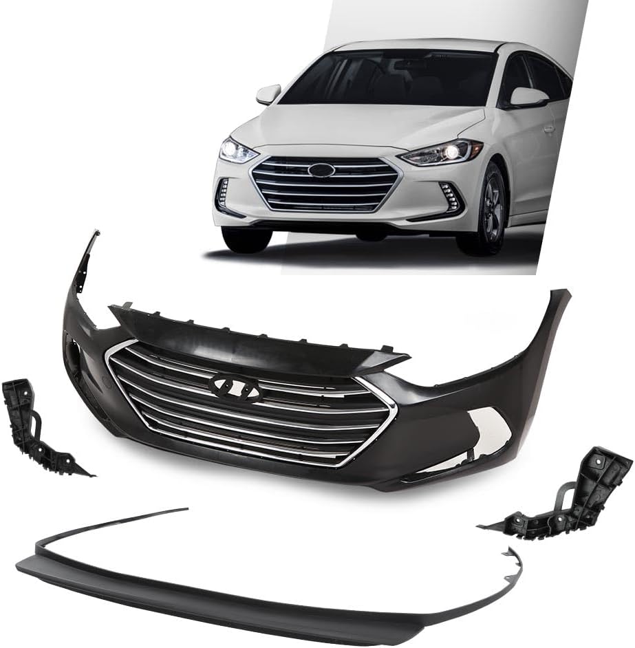 G-PLUS Front Bumper Cover Grille Set Compatible with Hyundai Elantra 2017-2018