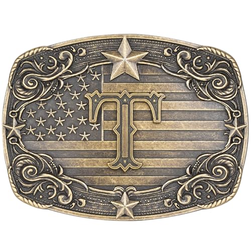 Image of Western Belt Buckle for Men Women Initial Letter A to Z Cowboy Belt Buckle Texas Buckle hebillas vaqueras para hombre