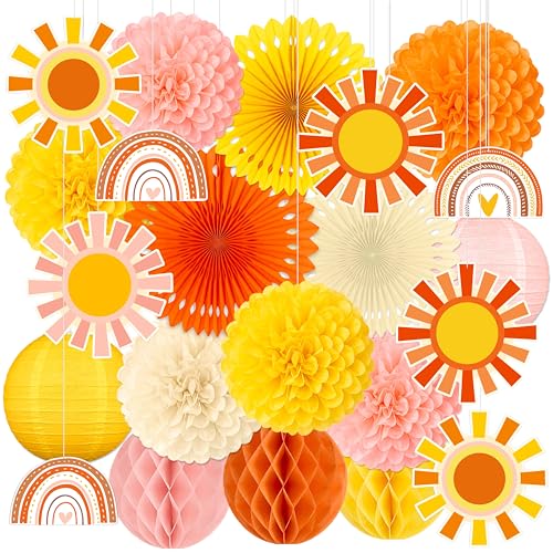 22PCS Sun Party Decorations Paper Pom Poms Lanterns Kit