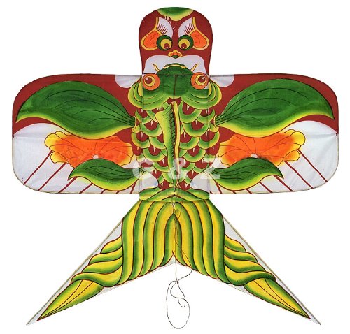 G&Z Chinese Traditional Swallow Kites (Red with Green Goldfish)