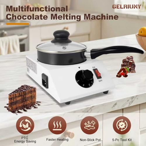 2026 Upgrade Chocolate Melting Machine, 1L Chocolate Melting Pot with Candy Dipping Tools,Electric Chocolate Tempering Machine for Chocolate,Candy,Butter Making Warming Coffee Milk Wine (40W, 110V)