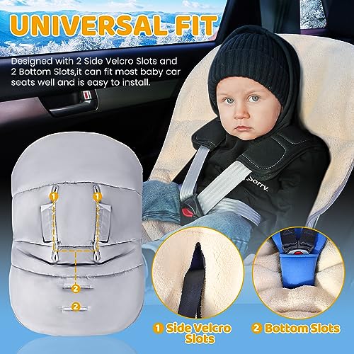 Image of Orzbow Winter Carseat Cover for Baby, Cozy Fleece, Universal Fit,Light Grey