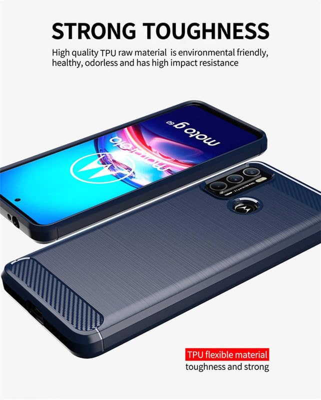 Image of Hybrid Carbon Fiber Back Case for Moto G60 / G40 Fusion (Blue)