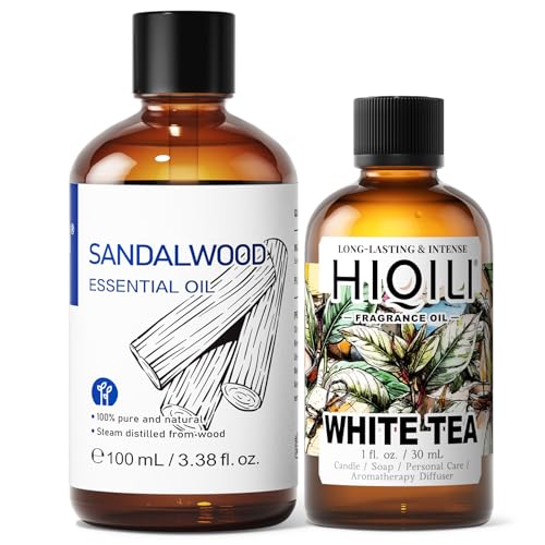 HIQILI 100ML Aceite Esencial de Sándalo y 30ML Fragancia de Té Blanco