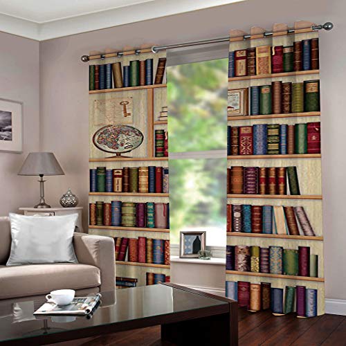Rideaux occultants à oeillets imprimé bibliothèque 132x160 cm