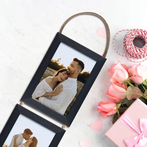 EYMPEU 6x4 Photo Frames with Twine Set of 2, Triple Vertical Black Picture Frame 6x4 for Hanging in Living Room Bedroom, Office - Image 4