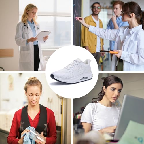Image of SURRAY Women's Wide Width Walking Shoes - Plantar Fasciitis Arch Support Orthotic Sneakers, Comfortable Tennis Shoes for Casual Gym Workout US Size 6-11