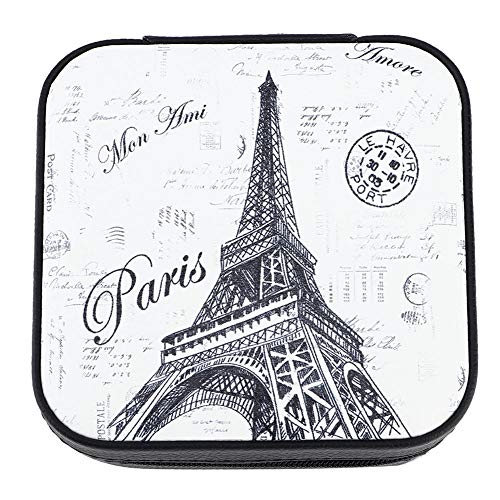 Liyeehao Joyero de Viaje, de Gran Capacidad Cómodo para sostener Forro de Cuentas Suaves Joyero de Regalo, Amigos para Mujeres Niñas Señora(Double-Decker Paris Tower) Cover