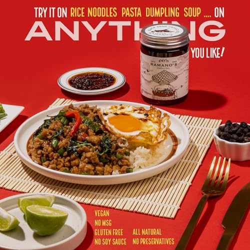 Image of RAMANO'S Blackbean Chilli Oil 240gms, Savoury & Spicy with Fermented Black Beans, Sichuan Peppercorns, 5 Unique Chillies Blends with Umami Flavour, Ideal for Stir-Fries, Noodles, Rice, Pizza & Pasta