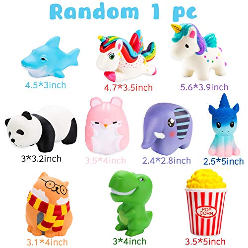 Watinc Random 70Pcs Squeeze Toys, Birthday Gifts For Kids Party Favors, Slow Rising Simulation Bread Squeeze Stress Relief Toys Goodie Bags Egg Filler, Keychain Phone Straps, 1 Jumbo Squeeze Include #TOP1