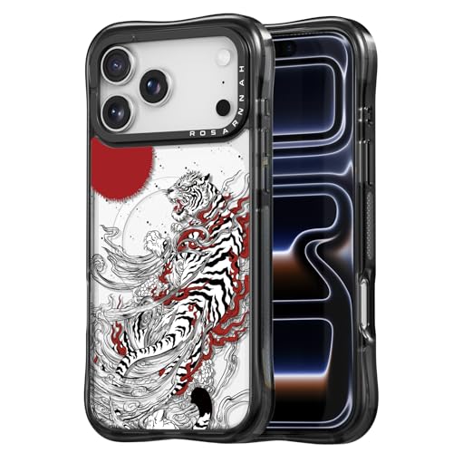 Protection antichoc 6m pour iPhone Pro coque Magsafe Rosarnnah tigre blanc 6,3 pouces