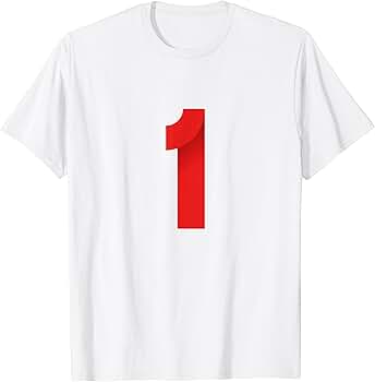 Amazon.com: White With Red Number 1 T-Shirt : Clothing