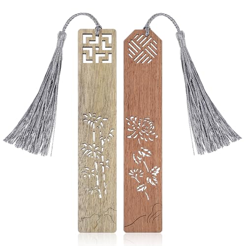 TIESOME Marcapáginas madera, 2 marcapaginas originales marcadores de libros marcadores de madera hechos a mano para mujeres y hombres Regalo fin de curso Regalo jubilación