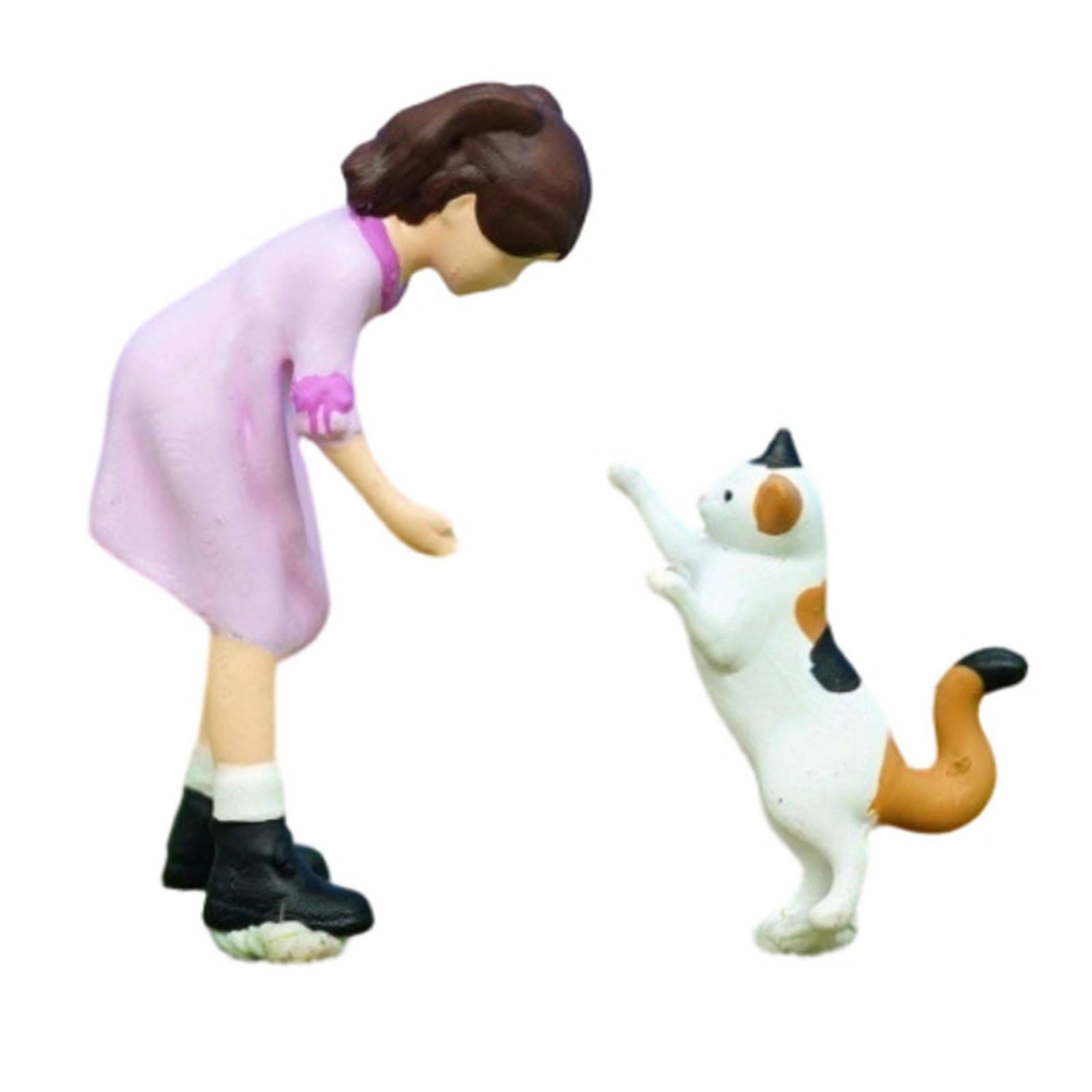 Figurine miniature de haute précision femme chat assis pour collection