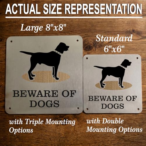 Image of Beware of Dog Sign, Labrador, 8x8 Inch, Durable Steel, Triple Mount