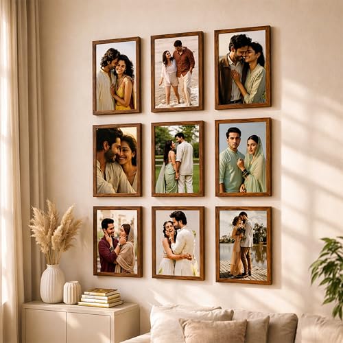 Image of Art Street Premium Photo Frame for living room, Classic Aesthetic Design Photo Frames for Photograph, Art Work, Kids Room Set of 9 (8x12 Inch, Brown)
