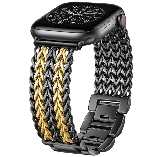 Image of Metal Band Compatible with Apple Watch Bands for Women 40mm 41mm 42mm 38mm 44mm 45mm 46mm 49mm, Dressy Stainless Steel Link Bracelet, Designer Strap for iWatch Series 11 /SE /10 /9 /8 /7 /6 /5 /4 /3 /2 /1 /Ultra