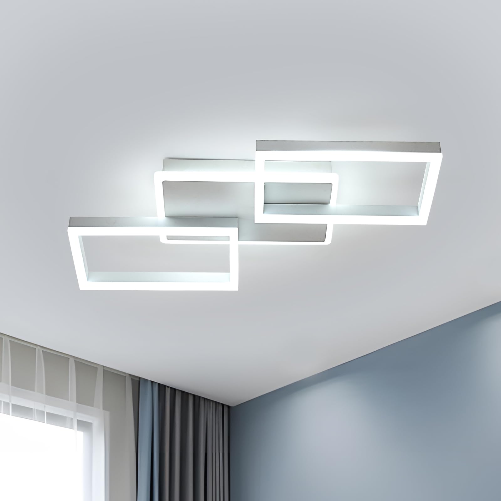 Tealight Plafoniera LED Soffitto, 46W Plafoniera LED Soffitto Moderna Quadrata Design, 5400LM Plafoniera Camera da Letto Bianco per Soggiorno Camere da Letto 6500K Luce fredda