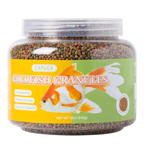 Goldfish Fish Food Floating Pellet - Color Enhancing with Antarctic Krill Spirulina Balanced Diet for Pond Tank Fish Promotes Growth Clear Water, 12oz