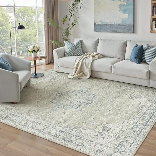 HUGEAR Machine Washable Area Rugs 5x7 Vintage Sage Green Living