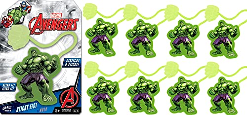 JA-RU Marvel Avengers Hulk Sticky Hands for Kids (8 Pack) – B-6809-8