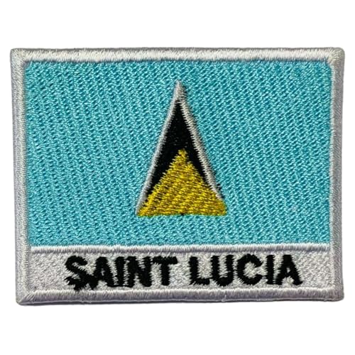 Écusson brodé drapeau Sainte-Lucie avec nom Patch thermocollant ou à coudre Symbole national militaire pour vêtements, sacs à dos casquettes
