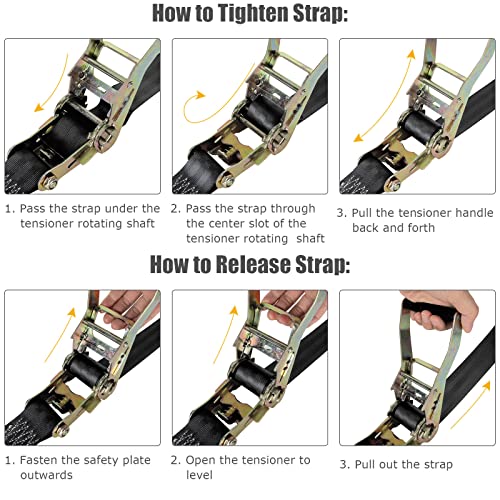 Image of 2 Pack 2 Inch Ratchet Straps Heavy Duty 20ft Tie Down Straps Ratchet with Double J Hook, 8000 LBS Break Strength, Cargo Ratchet Straps for Moving, Truck, Trailers, Motorcycles, Kayaks, Car Roof
