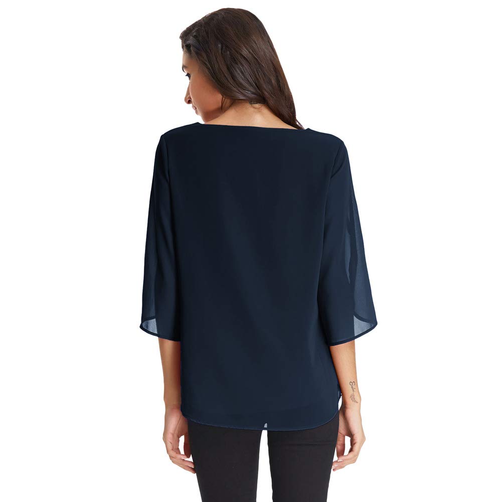 GRACE KARIN Camicia Donna Paillettes a Manica a 3/4 Top Elegante Girocollo Manicotto Split