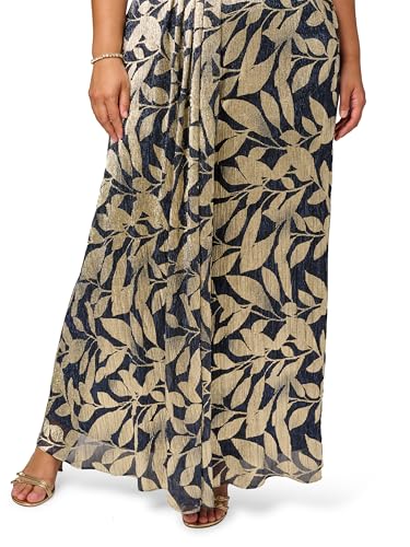 Image of Adrianna Papell Foil Leaf Draped Gown
