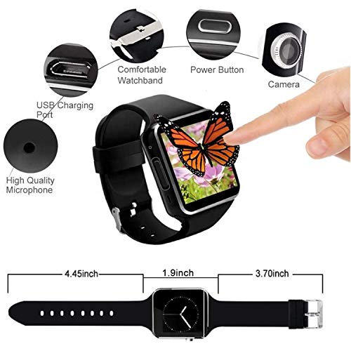 Smart Watch, Bluetooth Smartwatch Touch Screen Wrist Watch with Camera/SIM Card Slot,Waterproof Smart Watch Sports Fitness Tracker Android Phone Watch Compatible with Android Phones Samsung Huawei