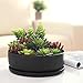 MyGift 8 Inch Black Ceramic Succulent Planter Pot - Decorative Flower Plant Bowl with Removable Saucer