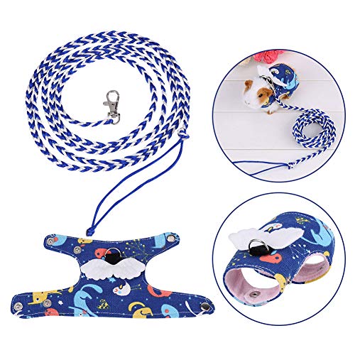 HEEPDD Harnais de Hamster, Laisse Ajustable en Coton Gilet de Marche en Laisse avec Ailes d'ange et Cloche sécurisée pour Hamster Furet Chinchillas écureuil[Dark Blue] Laisses Classiques