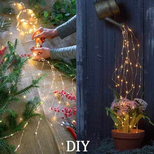 Lichterschweif 2M 400 LED,8 Modi Wasserdichte Wasserfall Lichterkette,Lichterbündel,Weihnachten Lichterkette,Weihnachtsbeleuchtung mit Batterie,Timer,Fernbedienung,Lichterstrang für Innen Außen Deko