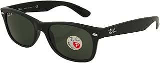 Ray-Ban RB2132 New Wayfarer Sunglasses Unisex 100% Authentic (Matte Black Frame Polarized Solid Lens, 55) - coolthings.us
